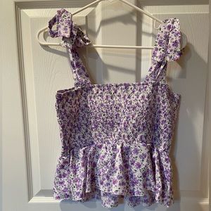 SHEIN brand new top never worn before size large color white with purple flowers